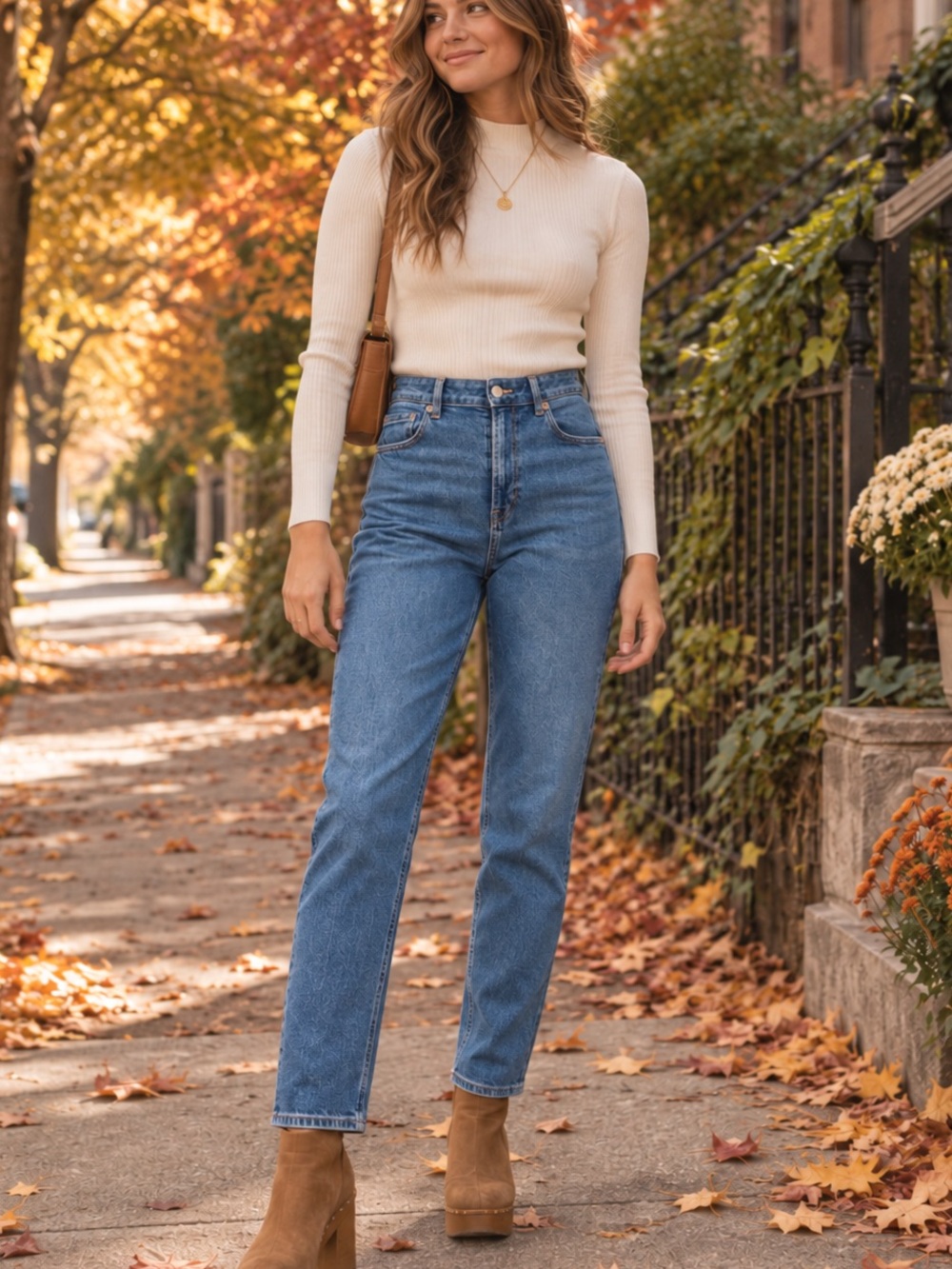 American Eagle Mom Jeans Size 4 Long High Rise Medium Wash Stretch Denim